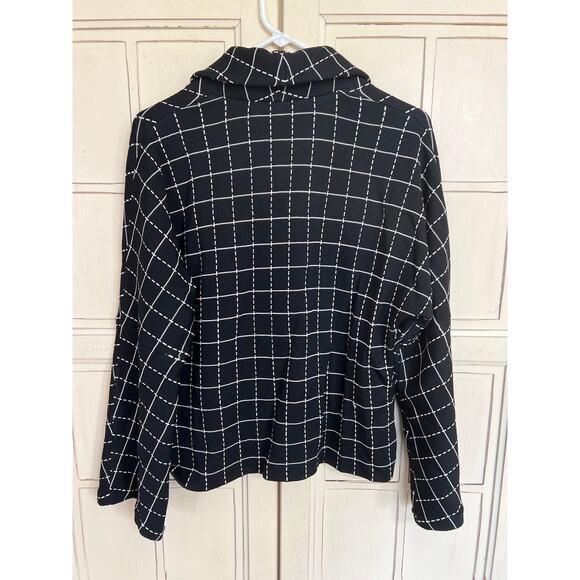 St.John by Marie Gray size 6 black & white zip up jacket sweater cardigan - Picture 4 of 4